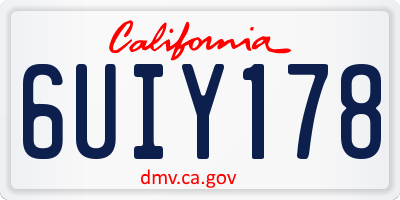 CA license plate 6UIY178