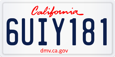 CA license plate 6UIY181