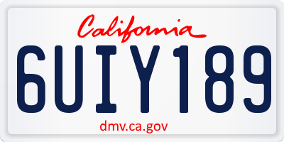 CA license plate 6UIY189
