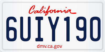CA license plate 6UIY190