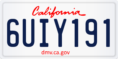 CA license plate 6UIY191