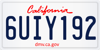CA license plate 6UIY192
