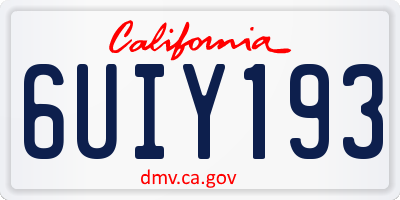 CA license plate 6UIY193