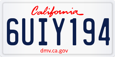 CA license plate 6UIY194