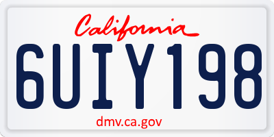 CA license plate 6UIY198