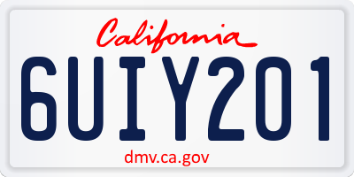 CA license plate 6UIY201