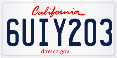 CA license plate 6UIY203