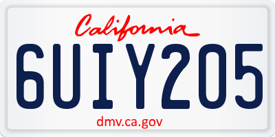 CA license plate 6UIY205