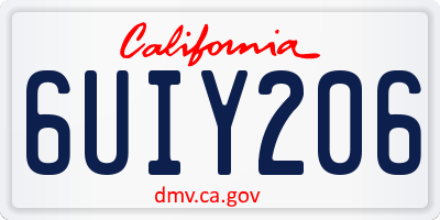 CA license plate 6UIY206