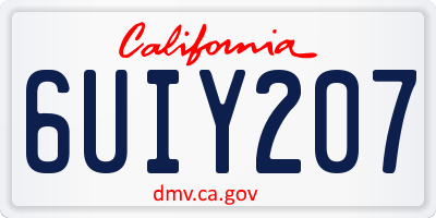 CA license plate 6UIY207