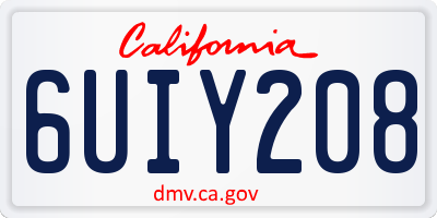 CA license plate 6UIY208