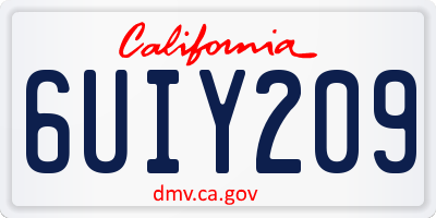 CA license plate 6UIY209