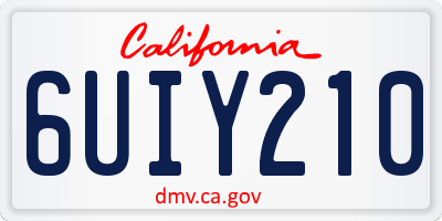 CA license plate 6UIY210