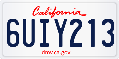 CA license plate 6UIY213