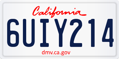 CA license plate 6UIY214