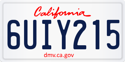CA license plate 6UIY215