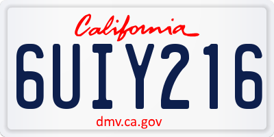 CA license plate 6UIY216