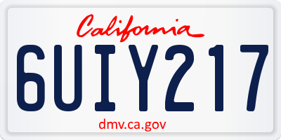 CA license plate 6UIY217
