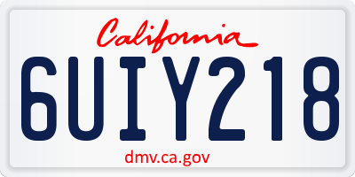 CA license plate 6UIY218