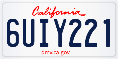 CA license plate 6UIY221