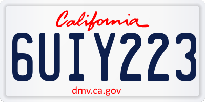 CA license plate 6UIY223