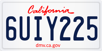 CA license plate 6UIY225