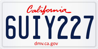 CA license plate 6UIY227