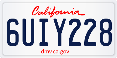 CA license plate 6UIY228