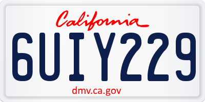 CA license plate 6UIY229
