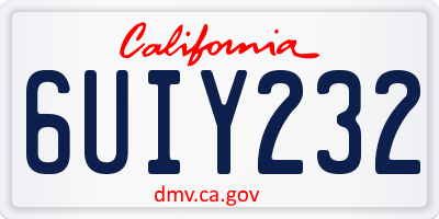 CA license plate 6UIY232