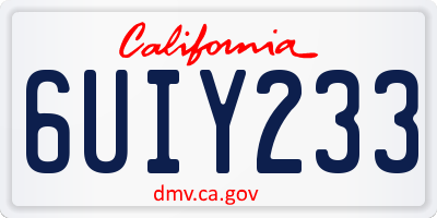 CA license plate 6UIY233