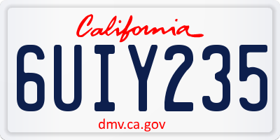 CA license plate 6UIY235