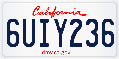 CA license plate 6UIY236
