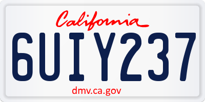 CA license plate 6UIY237