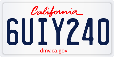 CA license plate 6UIY240