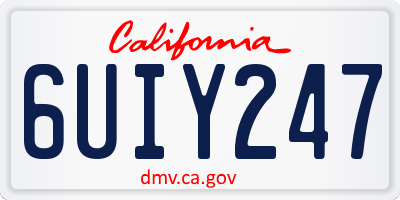 CA license plate 6UIY247