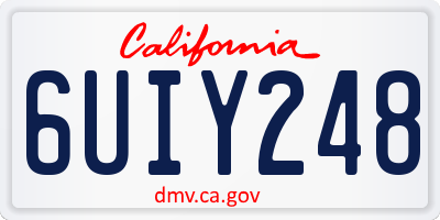 CA license plate 6UIY248