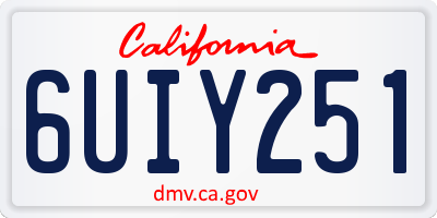 CA license plate 6UIY251