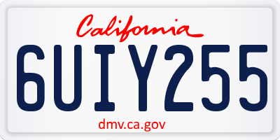 CA license plate 6UIY255
