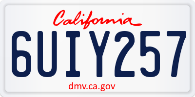 CA license plate 6UIY257