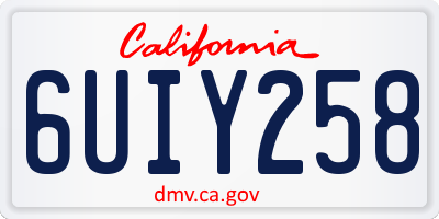 CA license plate 6UIY258