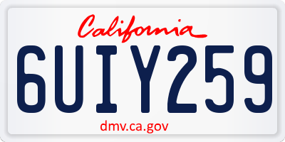 CA license plate 6UIY259