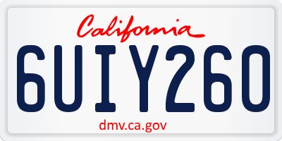 CA license plate 6UIY260