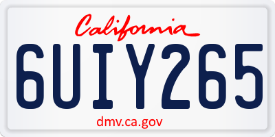 CA license plate 6UIY265