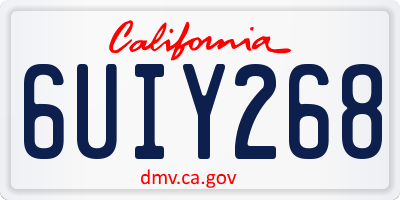 CA license plate 6UIY268