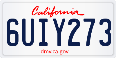 CA license plate 6UIY273