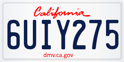 CA license plate 6UIY275