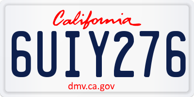 CA license plate 6UIY276