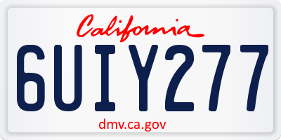 CA license plate 6UIY277