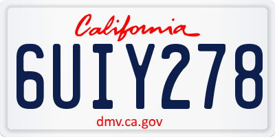 CA license plate 6UIY278